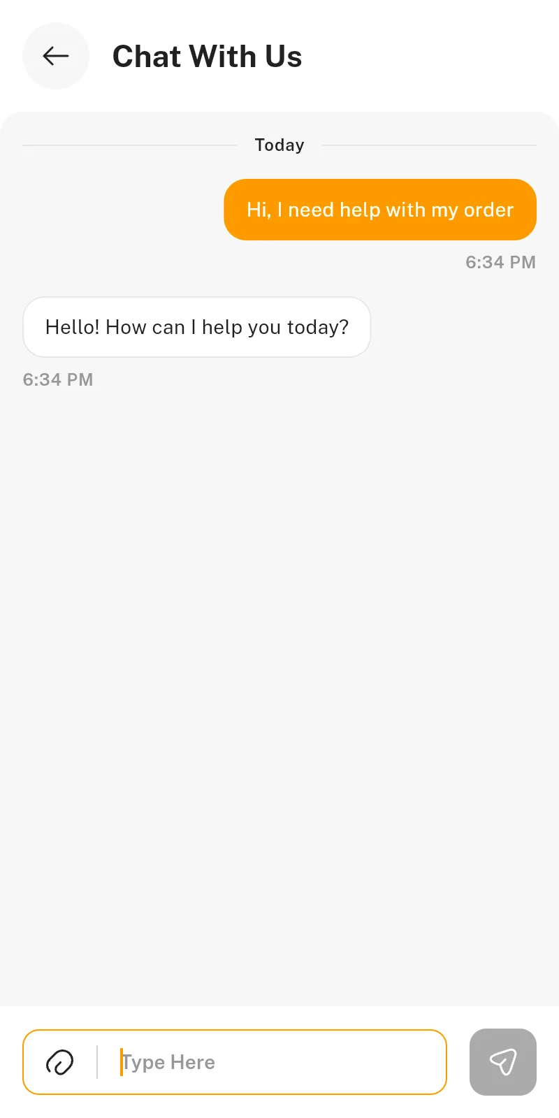 Chat With Us screen