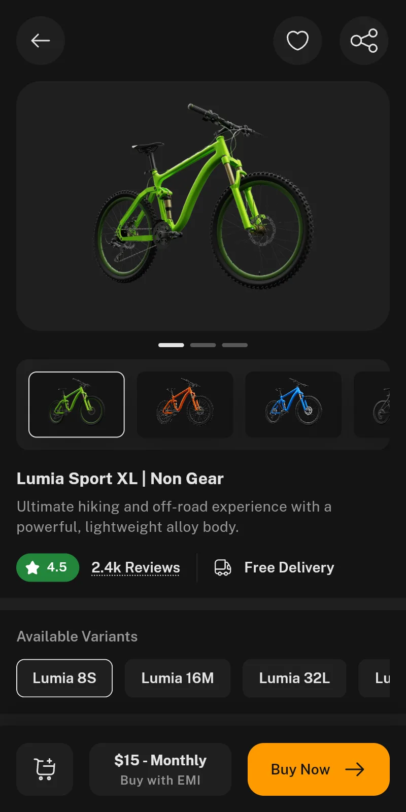 Product Details in dark mode