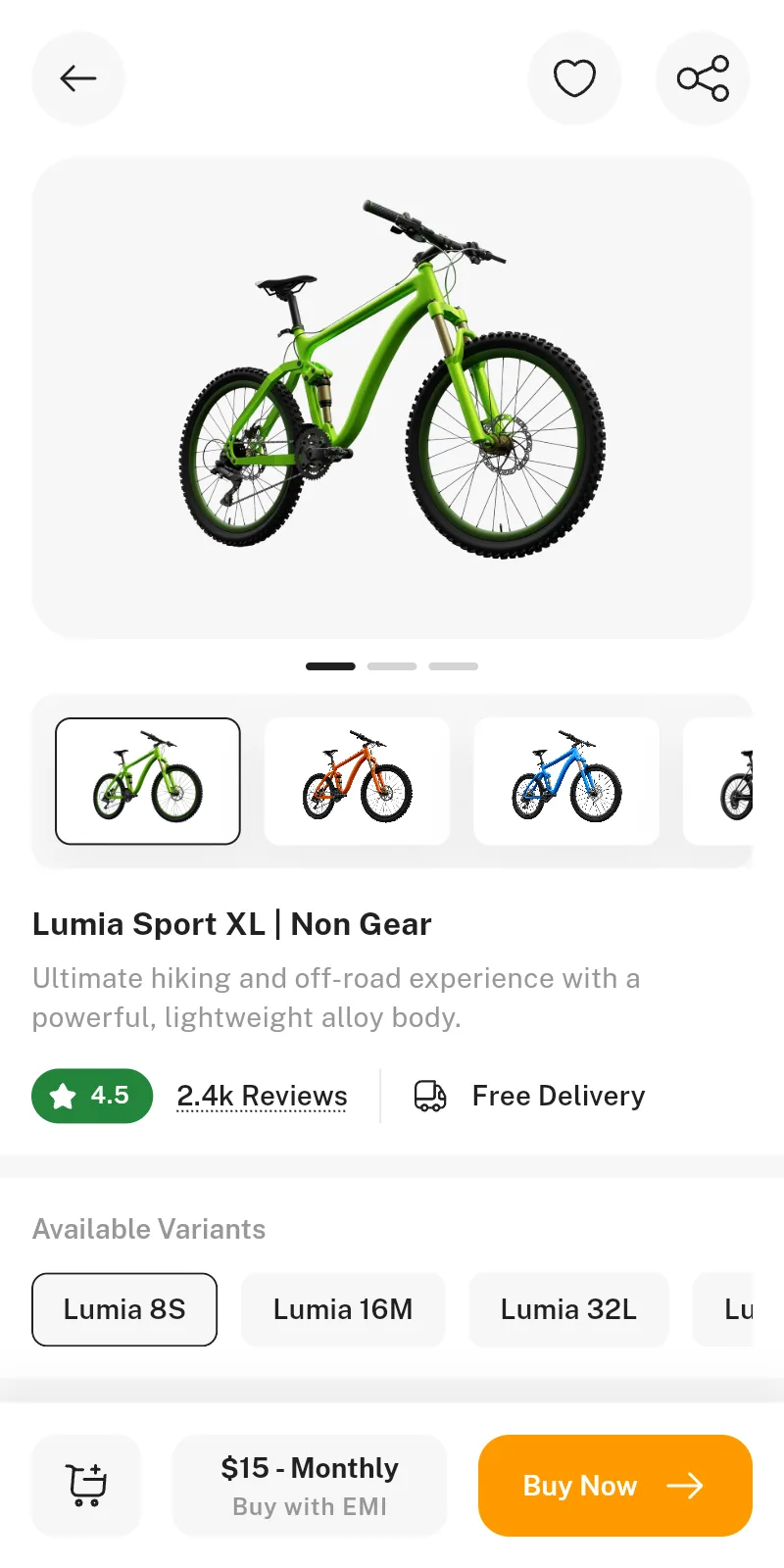 Product Details screen