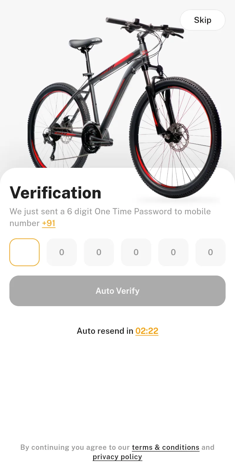 OTP Verification screen