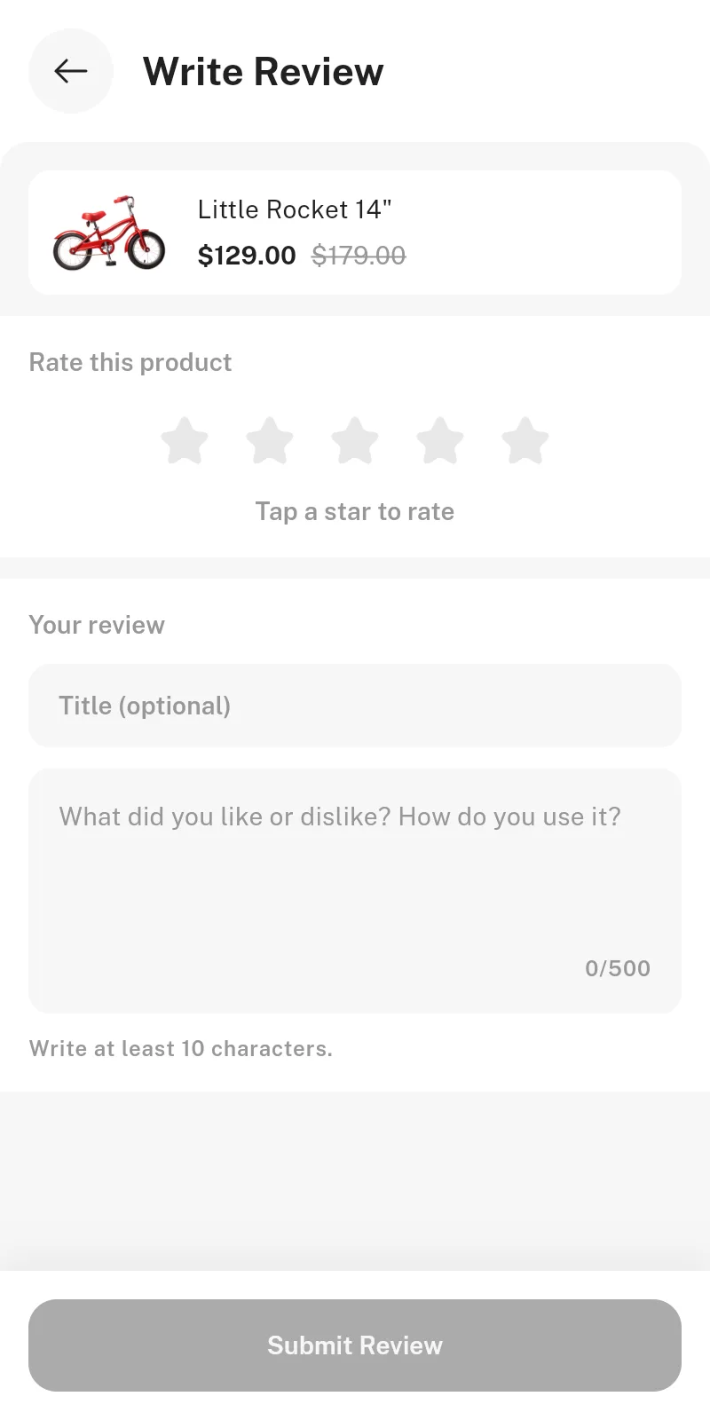 Write Review screen